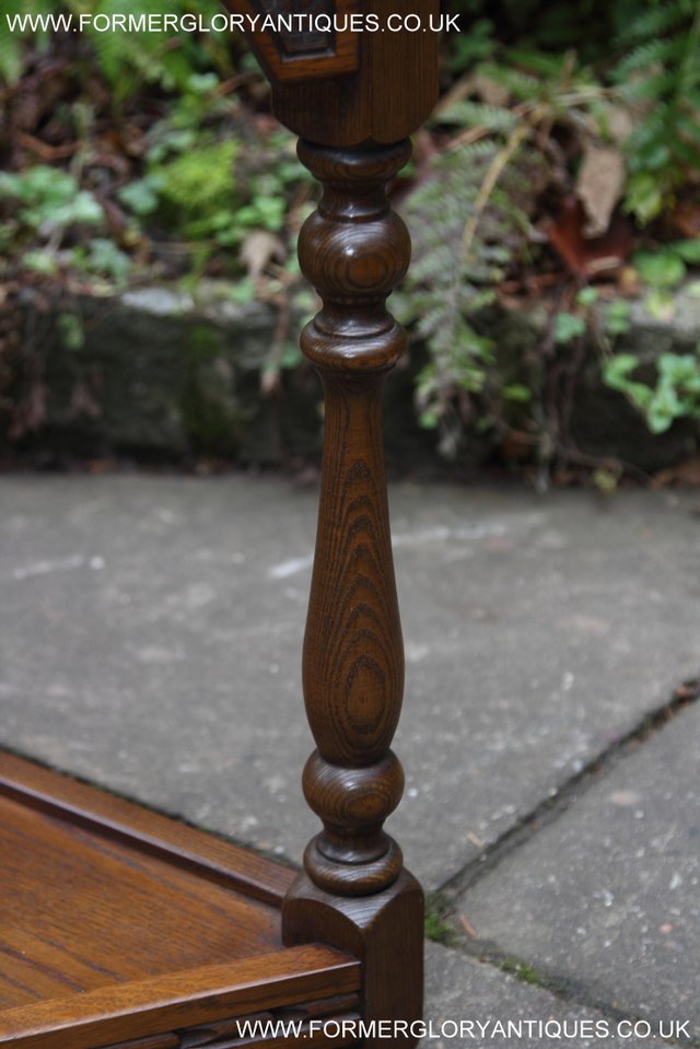 Image 13 of OLD CHARM LIGHT OAK SIDE CONSOLE LAMP HALL SERVING TABLE