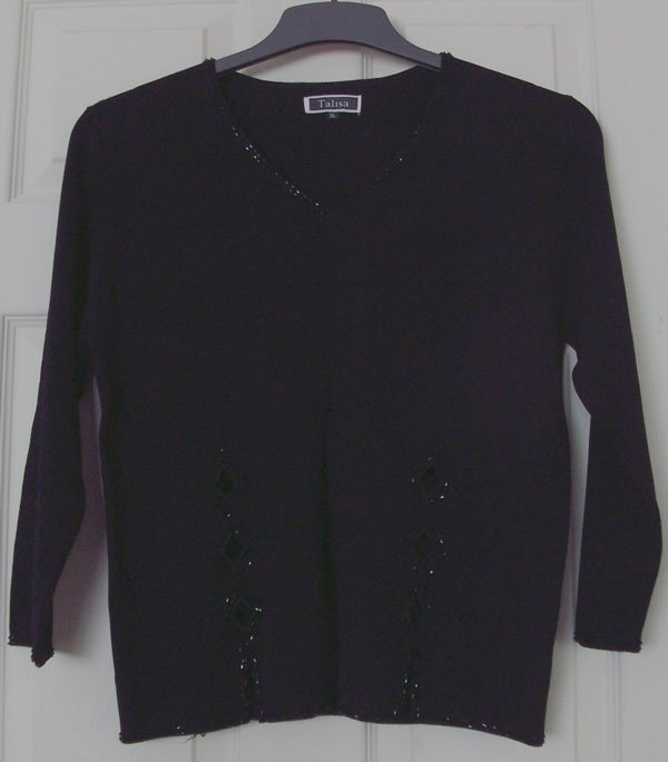 Preview of the first image of BEAUTIFUL LADIES BLACK BEADED TOP BY TALISA - SZ XL B17.
