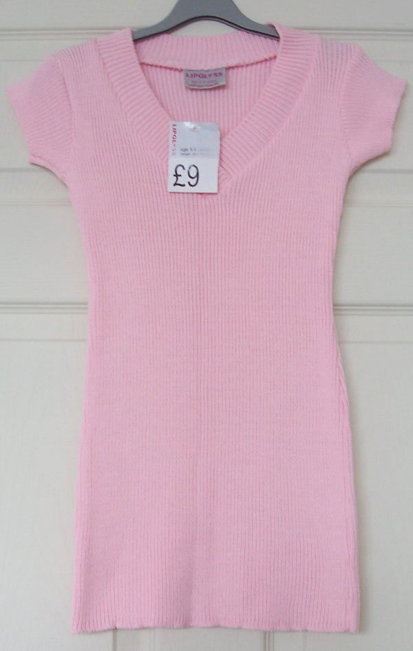 Preview of the first image of BNWT GIRLS PINK KNITTED DRESS BY LIPGLOSS AGE 8/9 YRS.