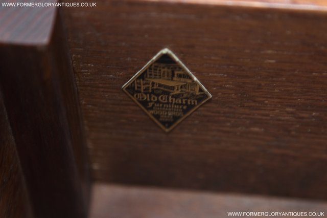 Image 13 of OLD CHARM TUDOR OAK SLIPPER SEWING BOX COFFEE TABLE