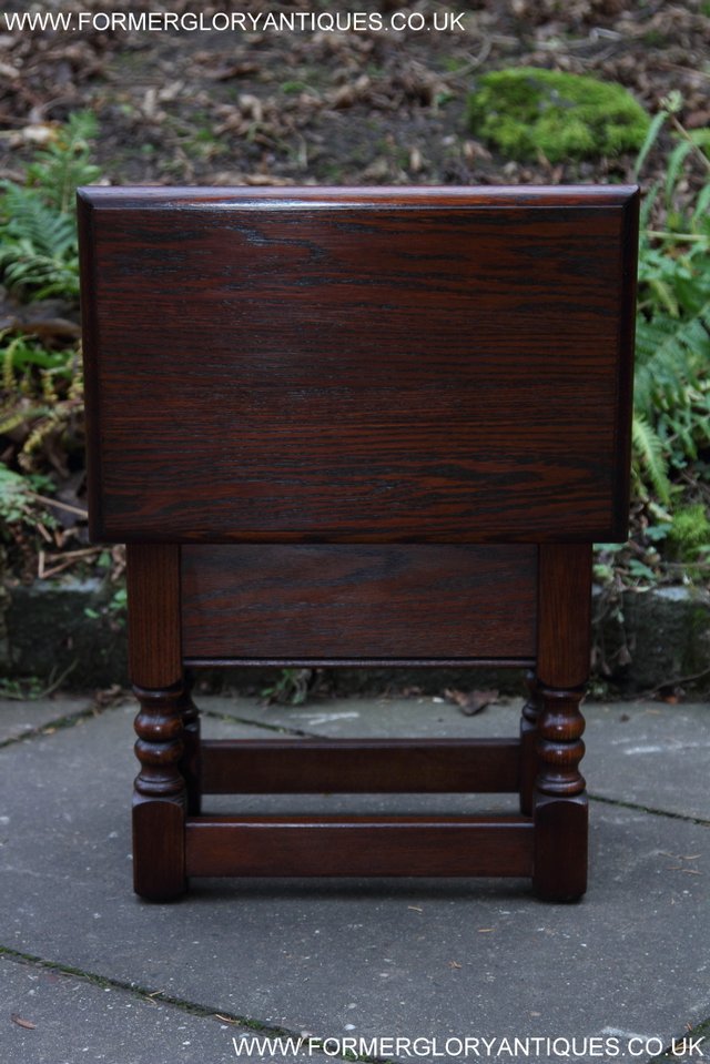 Image 24 of OLD CHARM TUDOR OAK SLIPPER SEWING BOX COFFEE TABLE