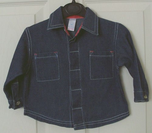 Preview of the first image of BABY BOYS CUTE DENIM LONG SLEEVE SHIRT AGE 12-18M.