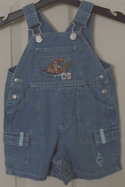 Preview of the first image of GORGEOUS DENIM TIGGER DUNGAREES BY GEORGE - AGE 0-3M.