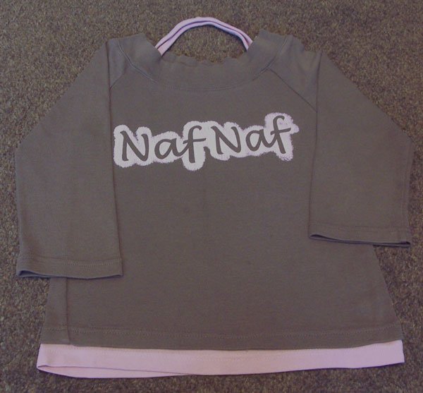 Preview of the first image of GIRLS BROWN & PINK TOP BY NAF NAF - AGE 9/10 YRS.