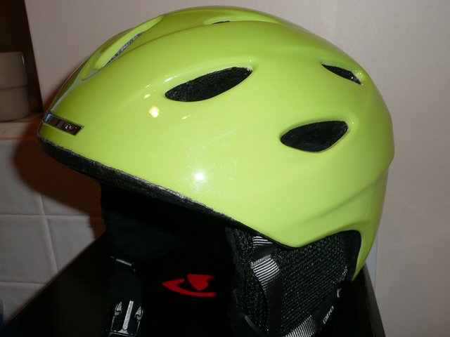 Preview of the first image of Giro new lime green Junior or Ladies Ski Helmet.