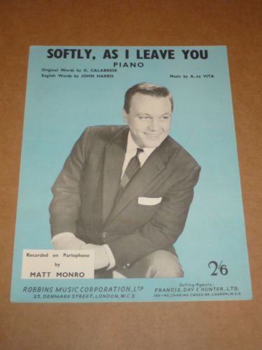 Preview of the first image of Matt Monro "Softly as I love you"  Original UK Sheet Music,.
