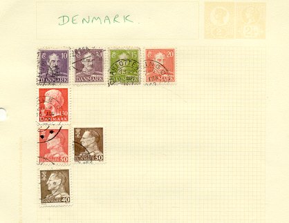 Preview of the first image of Denmark 8 ASSORTED USED STAMPS DEFINITIVES **VGC MOUNTED**.