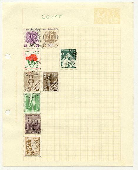 Preview of the first image of Egypt 9 ASSORTED USED STAMPS **GC MOUNTED**.