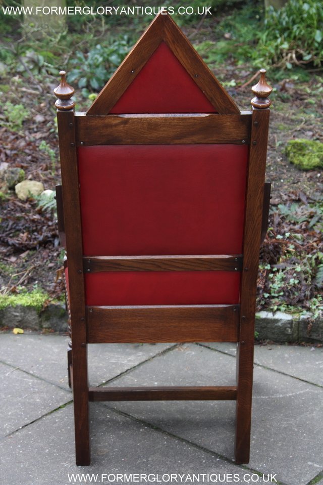 Image 3 of OLD CHARM THRONE CHAIR LEATHER WRITING TABLE DESK ARMCHAIR