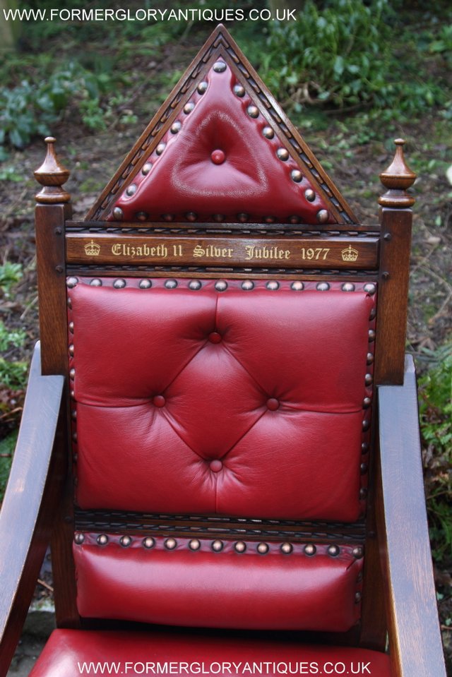 Image 5 of OLD CHARM THRONE CHAIR LEATHER WRITING TABLE DESK ARMCHAIR