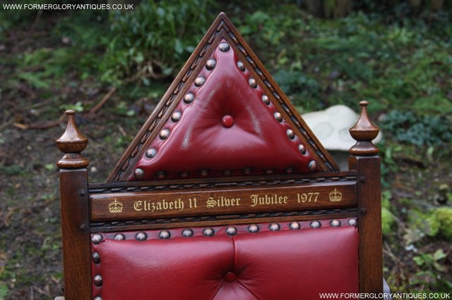 Image 6 of OLD CHARM THRONE CHAIR LEATHER WRITING TABLE DESK ARMCHAIR