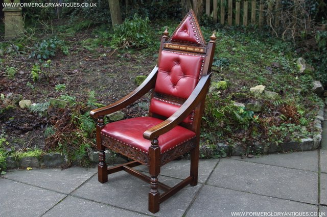 Image 7 of OLD CHARM THRONE CHAIR LEATHER WRITING TABLE DESK ARMCHAIR