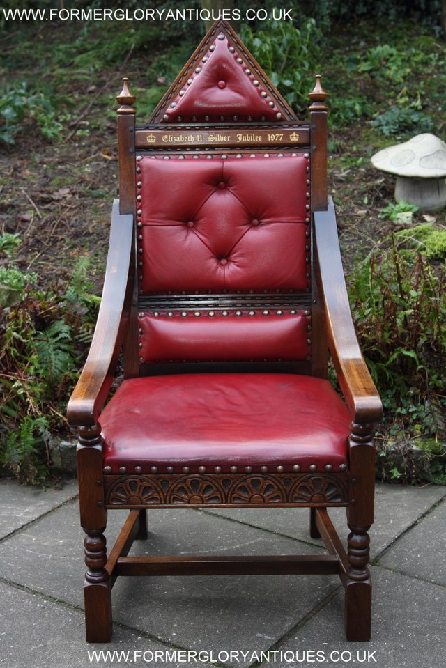 Image 18 of OLD CHARM THRONE CHAIR LEATHER WRITING TABLE DESK ARMCHAIR