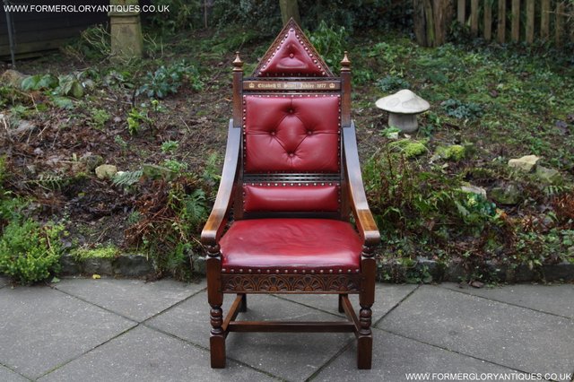 Image 30 of OLD CHARM THRONE CHAIR LEATHER WRITING TABLE DESK ARMCHAIR