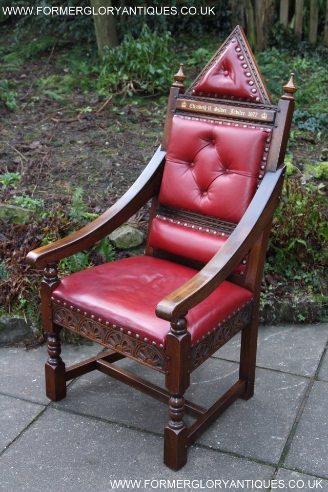 Image 31 of OLD CHARM THRONE CHAIR LEATHER WRITING TABLE DESK ARMCHAIR