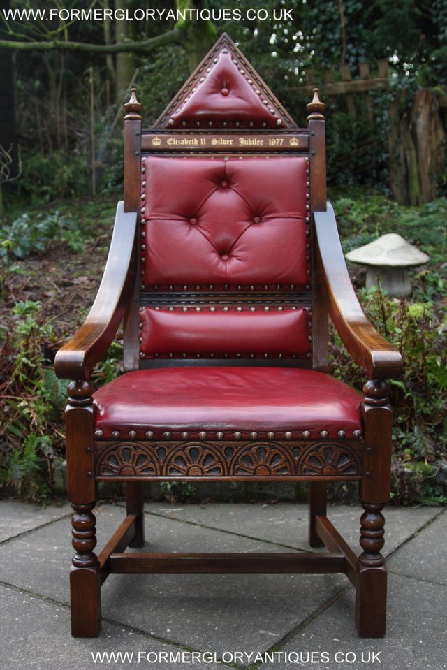 Image 38 of OLD CHARM THRONE CHAIR LEATHER WRITING TABLE DESK ARMCHAIR