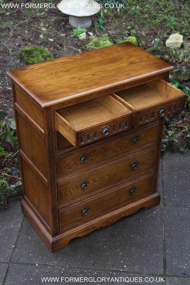 Image 12 of OLD CHARM JAYCEE LIGHT OAK CHEST OF DRAWERS SIDEBOARD
