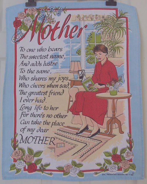 Preview of the first image of UNUSED VINTAGE "MY DEAR MOTHER" TEA TOWEL.