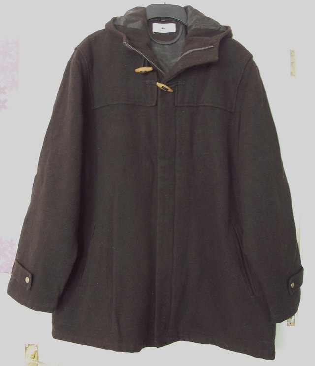 Preview of the first image of LADIES DARK GREY HOODED COAT BY TAKARISHI - SZ XL B17.