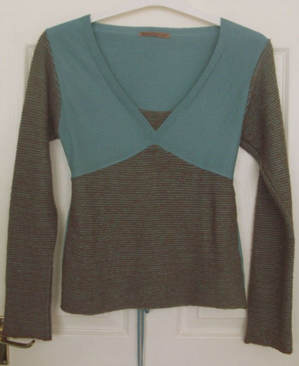 Preview of the first image of PRETTY LADIES 2 TONE JUMPER WITH TIE DETAIL - 32" BUST   B13.
