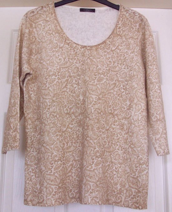 Preview of the first image of LADIES BEIGE PATTERNED JUMPER BY BON MARCHE - SZ S B13.