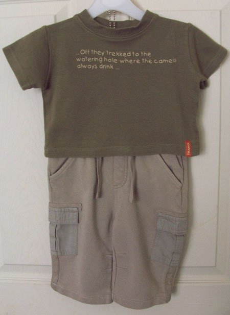 Preview of the first image of LOVELY BOYS T SHIRT & TROUSER OUTFIT AGE 6-9M.
