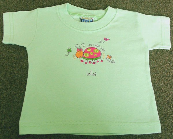 Preview of the first image of PRETTY GIRLS "I'M A LITTLE LADY!" GREEN T SHIRT- AGE 12M.