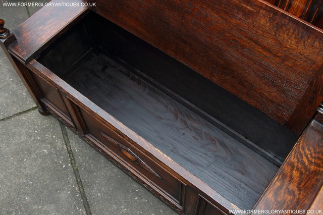 Image 16 of OAK SETTLE ARMCHAIR HALL MONKS BENCH PEW BLANKET CHEST TABLE