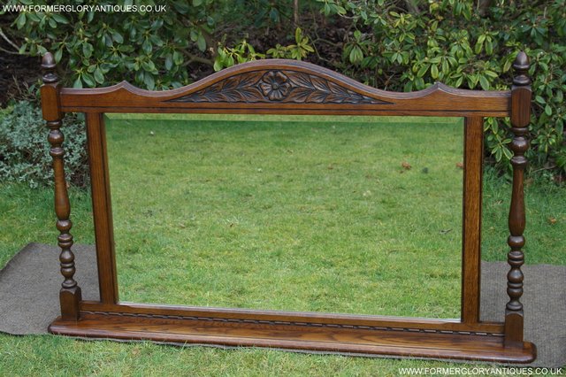 Image 16 of OLD CHARM OAK FIRE SURROUND SIDEBOARD HALL TABLE MIRROR