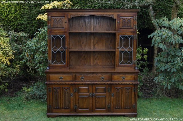 Preview of the first image of OLD CHARM LIGHT OAK DRESSER BASE SIDEBOARD CABINET BOOKCASE.