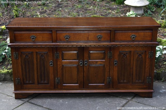 Preview of the first image of OLD CHARM OAK SIDEBOARD DRESSER BASE CABINET HALL SIDE TABLE.