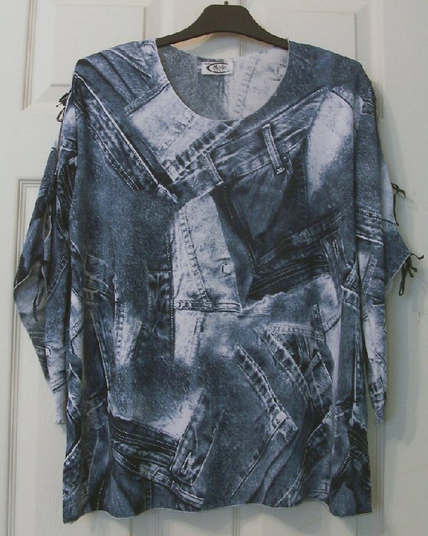 Preview of the first image of LADIES DENIM PRINTED TOP BY MODE PARIS - 46" BUST  B20.