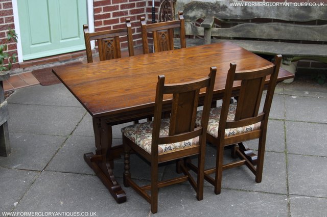 Image 3 of OLD CHARM LIGHT OAK KITCHEN DINING SET TABLE FOUR CHAIRS
