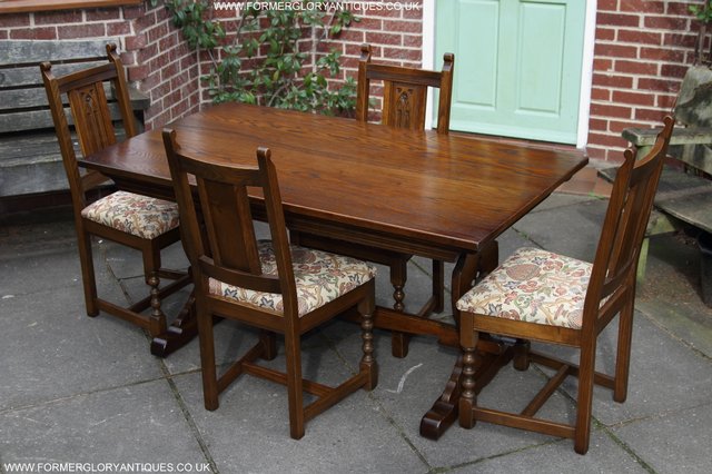Preview of the first image of OLD CHARM LIGHT OAK KITCHEN DINING SET TABLE FOUR CHAIRS.