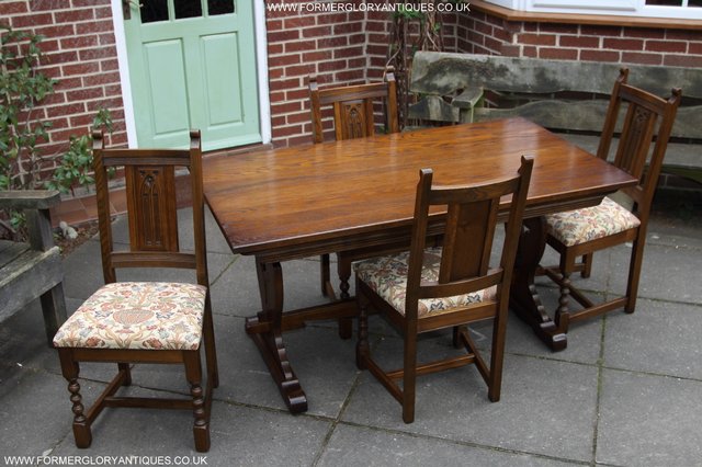 Image 20 of OLD CHARM LIGHT OAK KITCHEN DINING SET TABLE FOUR CHAIRS