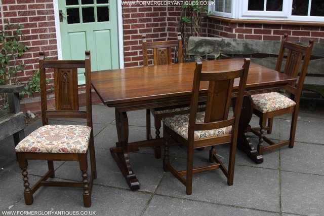 Image 24 of OLD CHARM LIGHT OAK KITCHEN DINING SET TABLE FOUR CHAIRS