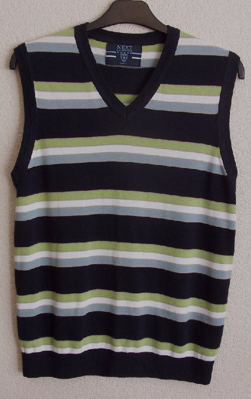 Preview of the first image of GORGEOUS MENS STRIPE TANK TOP BY NEXT - SZ S  B20.