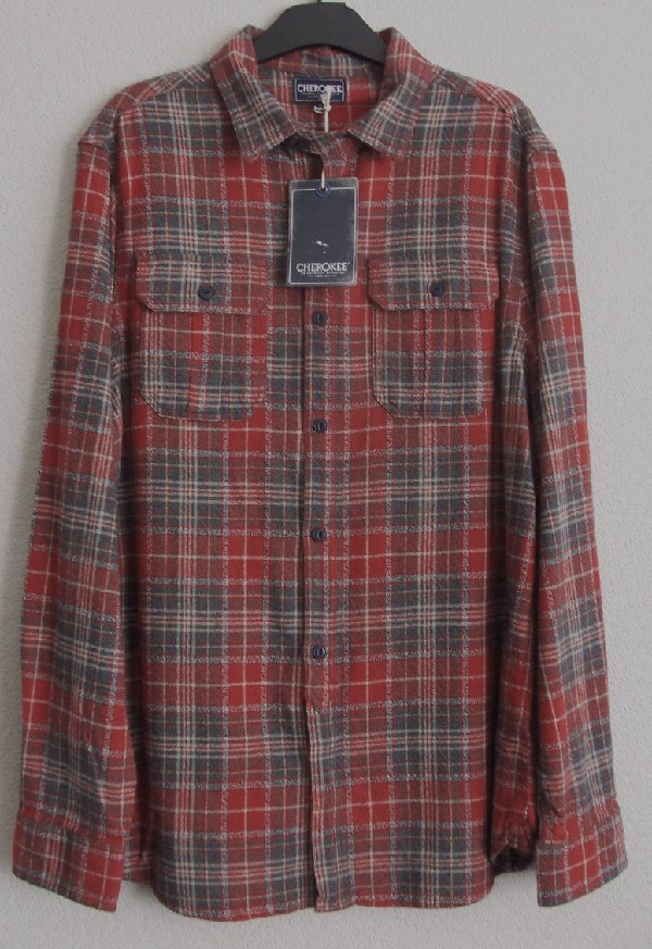 Preview of the first image of BNWT MENS RED/GREY CHECK SHIRT BY CHEROKEE - SZ M  B20.