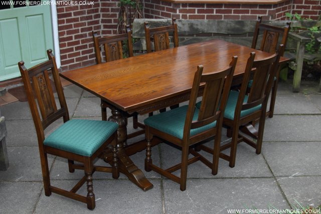 Image 8 of OLD CHARM LIGHT OAK KITCHEN DINING TABLE & SIX CHAIRS