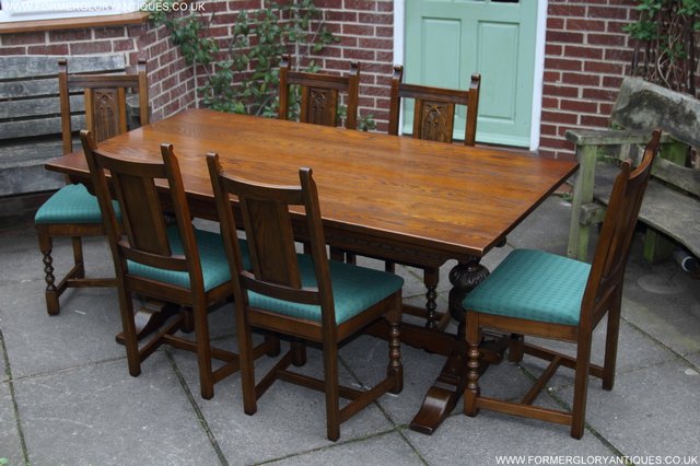 Image 19 of OLD CHARM LIGHT OAK KITCHEN DINING TABLE & SIX CHAIRS