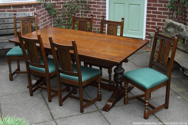 Image 26 of OLD CHARM LIGHT OAK KITCHEN DINING TABLE & SIX CHAIRS
