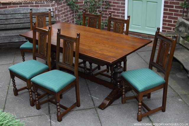 Image 47 of OLD CHARM LIGHT OAK KITCHEN DINING TABLE & SIX CHAIRS