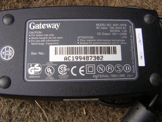 Preview of the first image of Gateway AC Adapter ADP-50FB (Incl P&P).