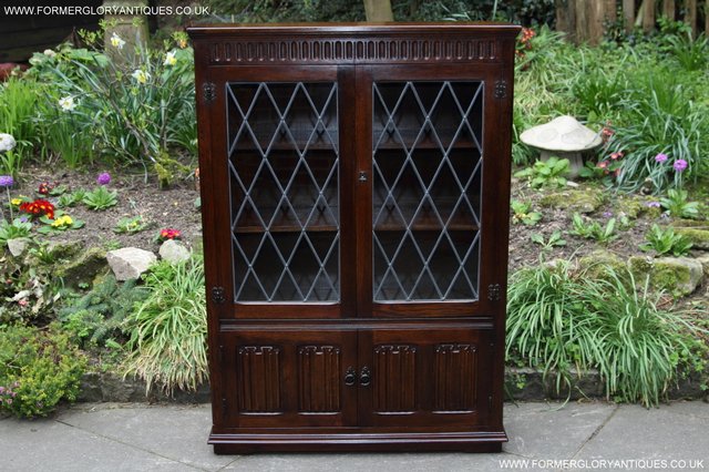 Preview of the first image of OLD CHARM OLDE COURT OAK BOOKCASE SHELVES DISPLAY CD CABINET.