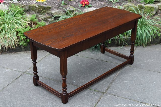 Image 15 of OLD CHARM TUDOR OAK NEST OF 4 COFFEE PHONE LAMP TABLES