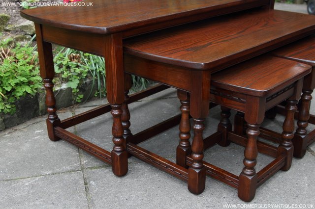 Image 26 of OLD CHARM TUDOR OAK NEST OF 4 COFFEE PHONE LAMP TABLES