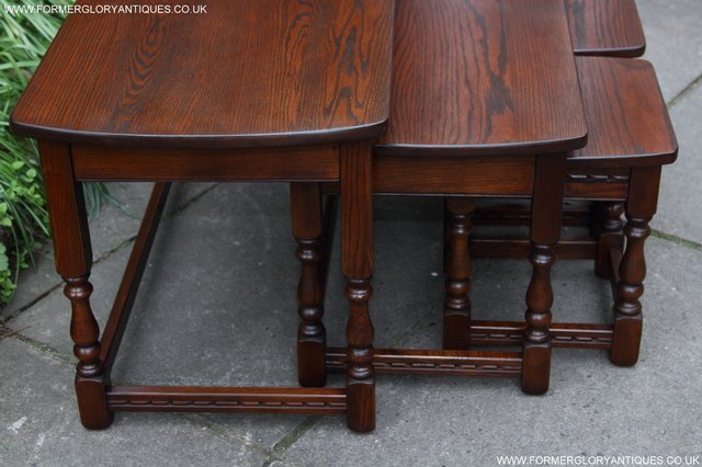 Image 32 of OLD CHARM TUDOR OAK NEST OF 4 COFFEE PHONE LAMP TABLES