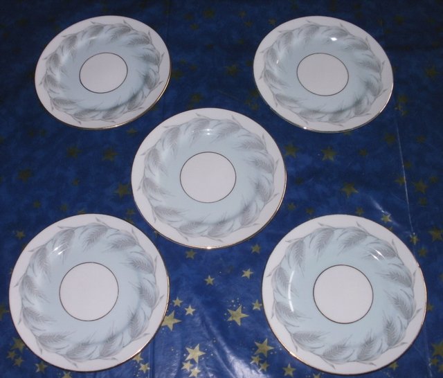 Preview of the first image of 5 Aynsley china side plates Blue Wheat.