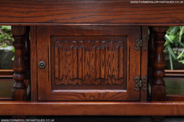 Image 9 of OLD CHARM NEST OF THREE OAK COFFEE TABLES CABINET TV STAND