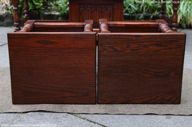 Image 14 of OLD CHARM NEST OF THREE OAK COFFEE TABLES CABINET TV STAND